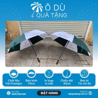 đặc điểm Ô Dù Cán Thẳng Tự Động 1 Chiều Màu Xanh Phối Trắng In Logo OD-19