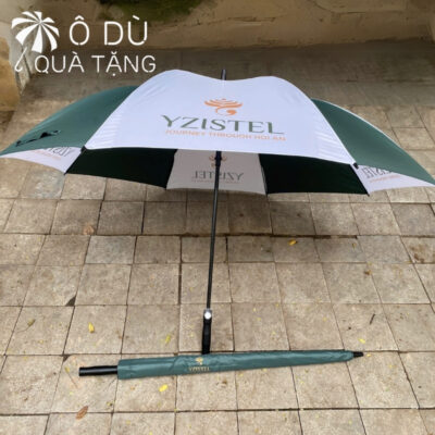 Ô Dù Cán Thẳng Tự Động 1 Chiều Màu Xanh Phối Trắng In Logo OD-19