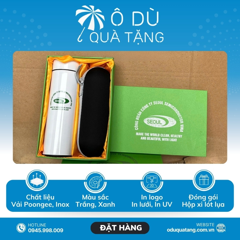 đặc điểm Bộ Giftset 2 Món Dù Gấp Gọn Và Bình Giữ Nhiệt In Logo OD-GS03