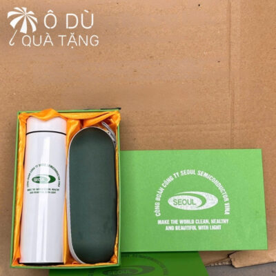 Chi tiết Bộ Giftset 2 Món Dù Gấp Gọn Và Bình Giữ Nhiệt In Logo OD-GS03