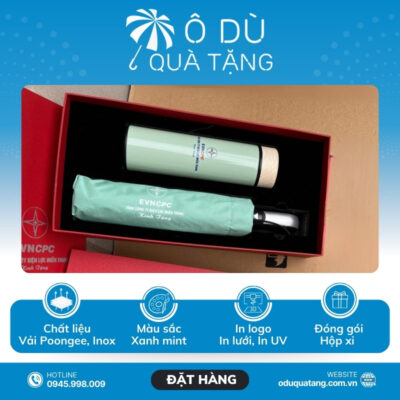 Đặc điểm Bộ Quà Tặng Ô Dù Gấp 3 Và Bình Giữ Nhiệt Nắp Gỗ In Logo OD-GS05