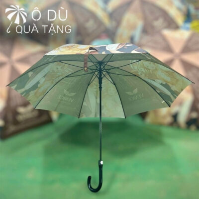 chi tiết Ô Cán Thẳng Tay Cầm Cong In Logo OD-07