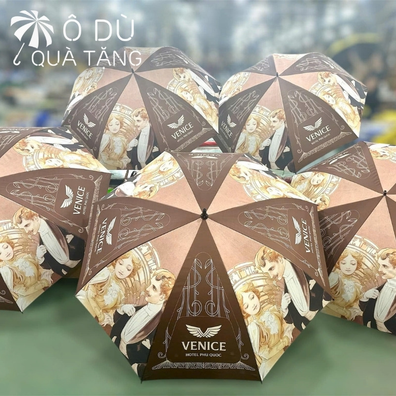 chi tiết Ô Cán Thẳng Tay Cầm Cong In Logo OD-07