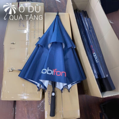 chi tiết Ô Dù Cán Thẳng 2 Tầng Tự Động 1 Chiều In Logo Mobifone OD-09