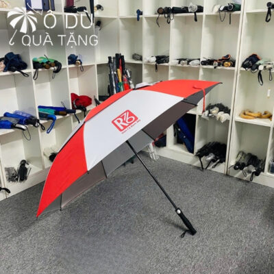 chi tiết Ô Cán Thẳng 2 Tầng Phối Đỏ Trắng In Logo OD-08