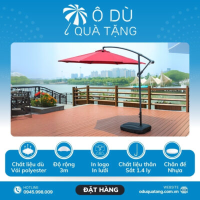 đặc điểm Ô Dù Lệch Tâm Tròn Đế Nhựa In Logo OD-28