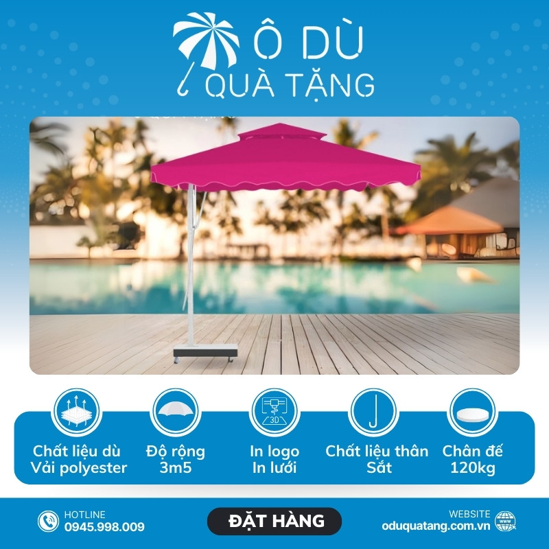đặc điểm Dù Lệch Tâm Vuông Đế Bọc Thép In Logo OD-30