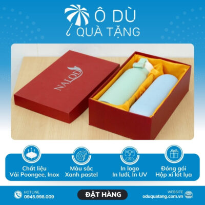đặc điểm Bộ Giftset Ô Dù Gấp Gọn Và Bình Giữ Nhiệt Nắp Vặn In Logo OD-GS07