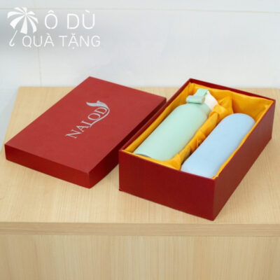 chi tiết Bộ Giftset Ô Dù Gấp Gọn Và Bình Giữ Nhiệt Nắp Vặn In Logo OD-GS07