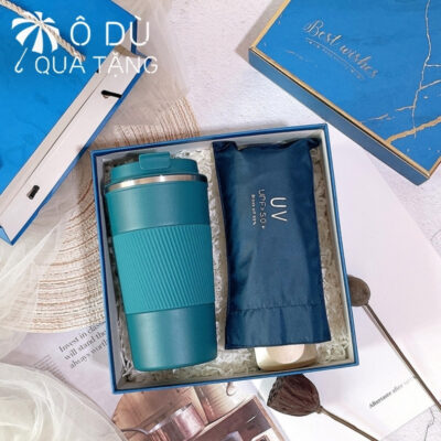 chi tiết Bộ Giftset Dù Mini Và Cốc Giữ Nhiệt Inox In Logo OD-GS08