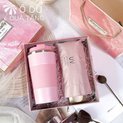 chi tiết Bộ Giftset Dù Mini Và Cốc Giữ Nhiệt Inox In Logo OD-GS08