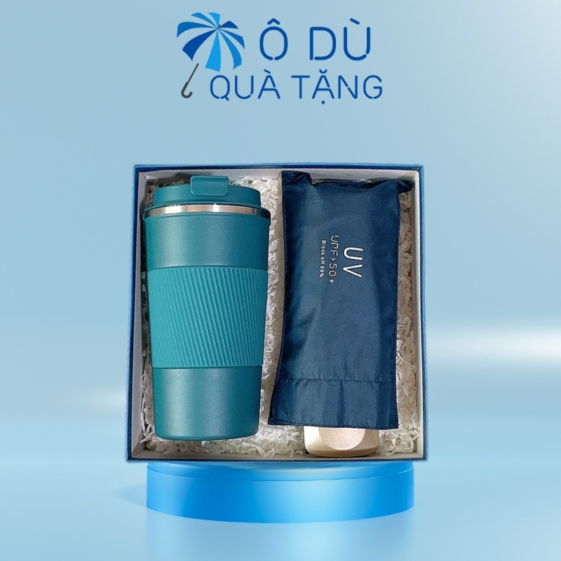 Bộ Giftset Dù Mini Và Cốc Giữ Nhiệt Inox In Logo OD-GS08
