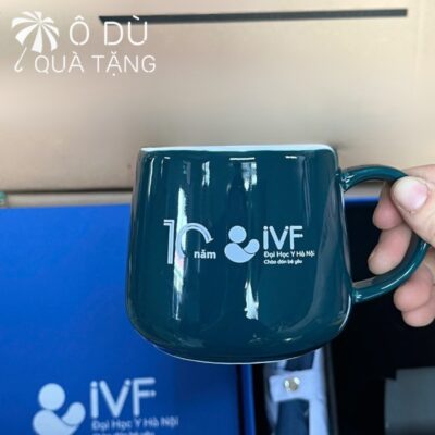 chi tiết Bộ Quà Tặng 2 Món Ô Dù Tự Động 1 Chiều Và Cốc Sứ Bầu In Logo OD-GS10