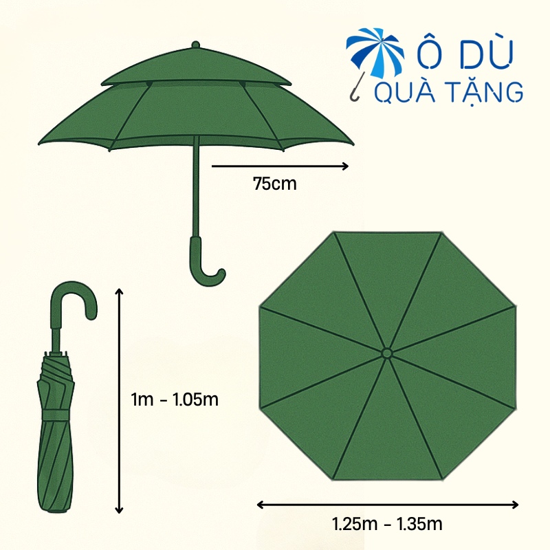 Kích thước ô dù 2 tầng