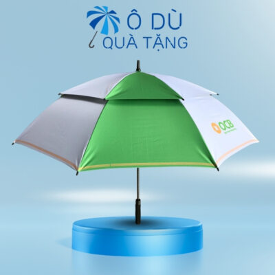Dù Cán Thẳng 2 Tầng Màu Xanh Lá Phối Trắng In Logo OCB OD-14