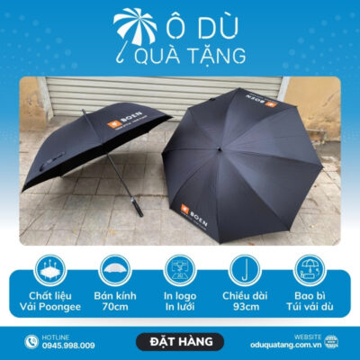 đặc điểm Ô Dù Cán Thẳng Tự Động 1 Chiều Màu Đen In Logo OD-16