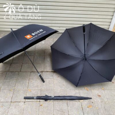 chi tiết Ô Dù Cán Thẳng Tự Động 1 Chiều Màu Đen In Logo OD-16