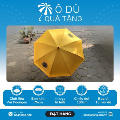 đặc điểm Ô Cán Thẳng R75cm Tự Động 1 Chiều Màu Vàng In Logo OD-32