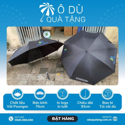 đặc điểm Ô Dù Cán Thẳng Tự Động 1 Chiều Màu Đen In Logo OD-16