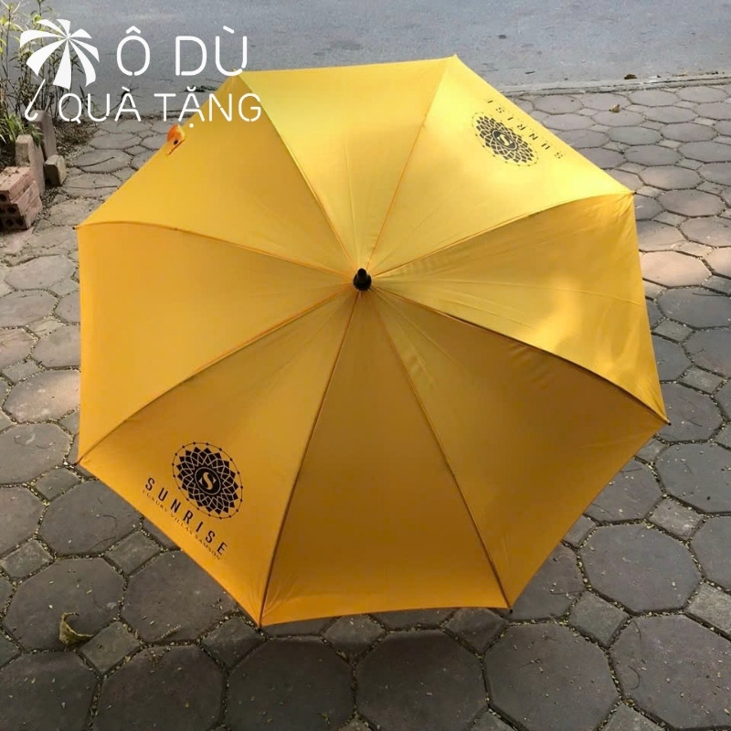 chi tiết Ô Cán Thẳng R75cm Tự Động 1 Chiều Màu Vàng In Logo OD-32
