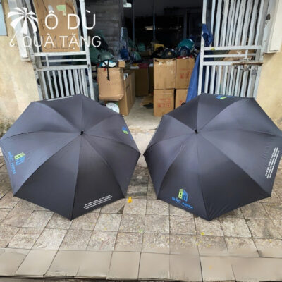 chi tiết Ô Dù Cán Thẳng Tự Động 1 Chiều Màu Đen In Logo OD-16