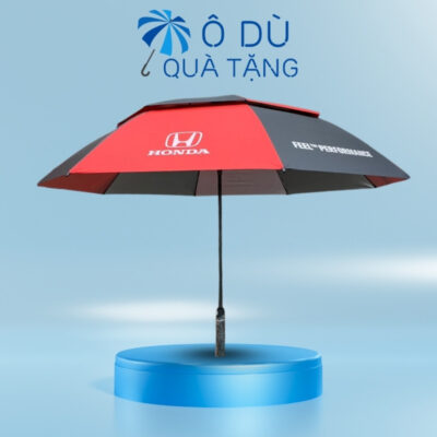 Dù Cán Thẳng 2 Tầng Màu Đỏ Phối Đen In Logo OD-05
