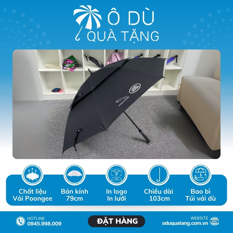đặc điểm Ô Dù Sân Golf 2 Tầng Nan 2 Tầng Vải In Logo OD-36