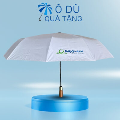 Dù Cán Thẳng Tay Gỗ Màu Xám In Logo OD-02