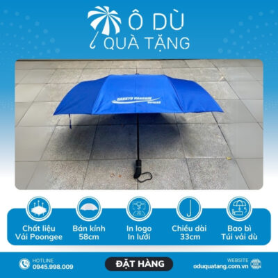 đặc điểm Ô Dù Cầm Tay Gấp 3 Tự Động 1 Chiều Màu Xanh Dương In Logo OD-43