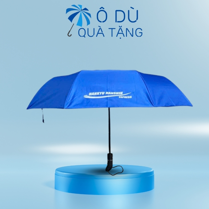 Ô Dù Cầm Tay Gấp 3 Tự Động 1 Chiều Màu Xanh Dương In Logo OD-43