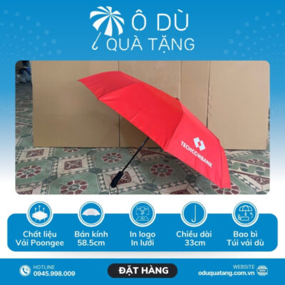 Đặc điểm Dù Gấp 3 Tự Động 2 Chiều Màu Đỏ In Logo OD-03