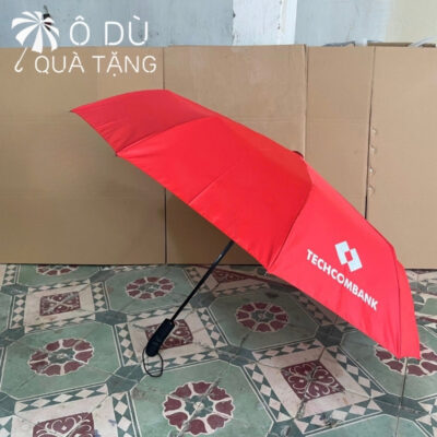 chi tiết Dù Gấp 3 Tự Động 2 Chiều Màu Đỏ In Logo OD-03