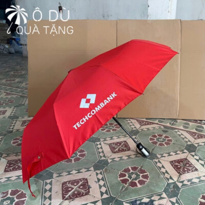 chi tiết Dù Gấp 3 Tự Động 2 Chiều Màu Đỏ In Logo OD-03