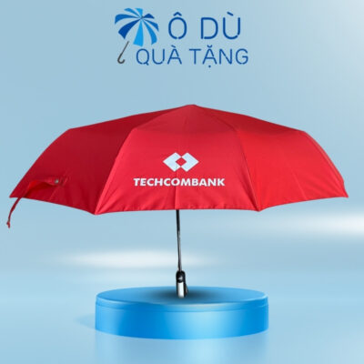 Dù Gấp 3 Tự Động 2 Chiều Màu Đỏ In Logo OD-03