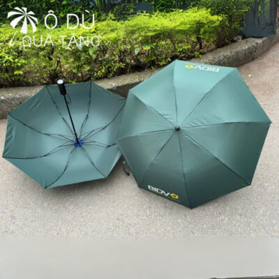 chi tiết Ô Dù Gấp 2 Bán Tự Động Màu Xanh Rêu In Logo BIDV OD-18