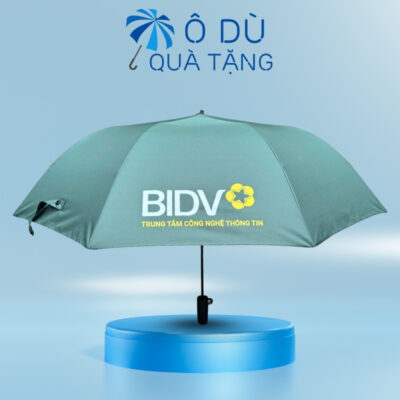 Ô Dù Gấp 2 Bán Tự Động Màu Xanh Rêu In Logo BIDV OD-18