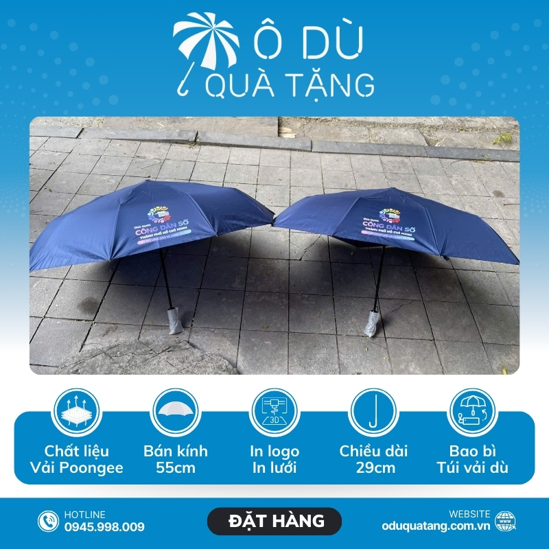 đặc điểm Dù Gấp 3 Tự Động 2 Chiều Màu Xanh Dương In Logo OD-21