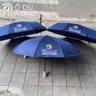 chi tiết Dù Gấp 3 Tự Động 2 Chiều Màu Xanh Dương In Logo OD-21