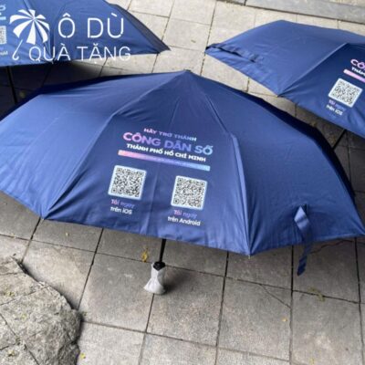chi tiết Dù Gấp 3 Tự Động 2 Chiều Màu Xanh Dương In Logo OD-21