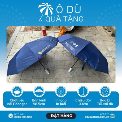 đặc điểm Ô Dù Gấp 3 Tự Động 2 Chiều Màu Xanh Dương In Logo OD-22
