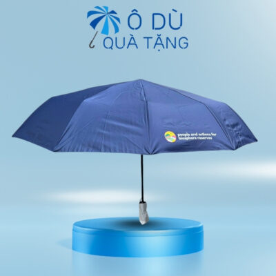 Ô Dù Gấp 3 Tự Động 2 Chiều Màu Xanh Dương In Logo OD-22