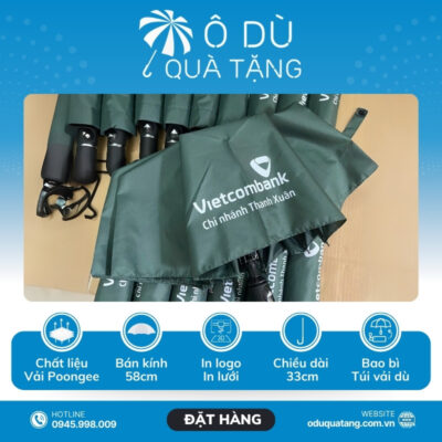 đặc điểm Ô Cầm Tay Gấp 3 Tự Động 1 Chiều In Logo Vietcombank OD-31