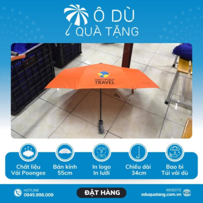 đặc điểm Dù Gấp 3 Tự Động 1 Chiều Màu Cam In Logo OD-12