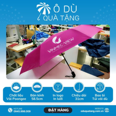 đặc điểm Dù Gấp 3 Tự Động 2 Chiều Màu Hồng In Logo OD-11