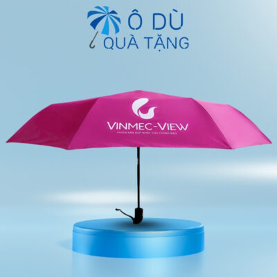 Dù Gấp 3 Tự Động 2 Chiều Màu Hồng In Logo OD-11