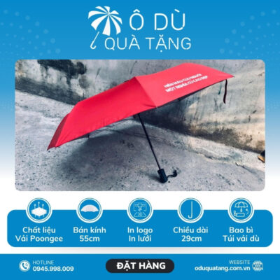 đặc điểm Dù Gấp 3 Tự Động 2 Chiều Màu Đỏ In Logo OD-10