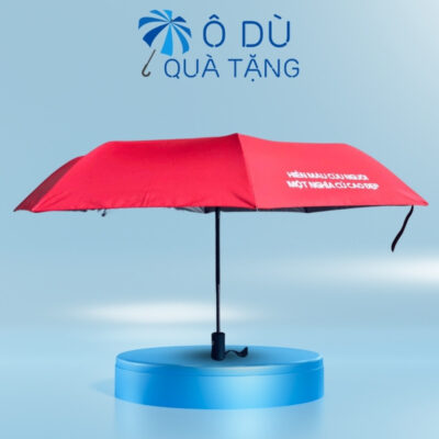 Dù Gấp 3 Tự Động 2 Chiều Màu Đỏ In Logo OD-10