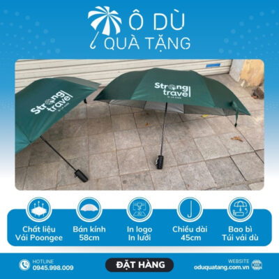 đặc điểm Dù Gấp 2 Bán Tự Động Màu Xanh Rêu In Logo OD-15