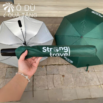 chi tiết Dù Gấp 2 Bán Tự Động Màu Xanh Rêu In Logo OD-15