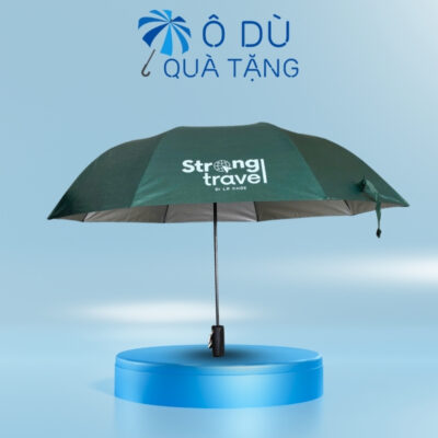 Dù Gấp 2 Bán Tự Động Màu Xanh Rêu In Logo OD-15